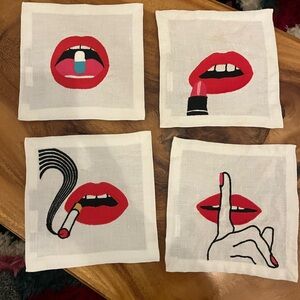 Jonathan Adler Lips cocktail napkins
